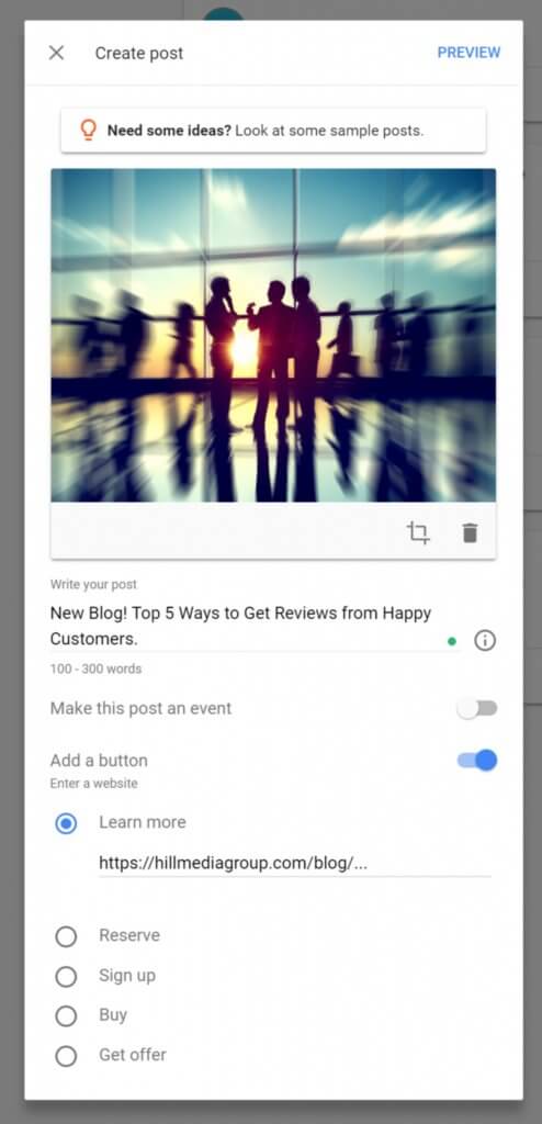 Create an Update Post to Google My Business Listing