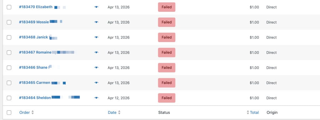 WooCommerce Automated Testing Product Failed Orders